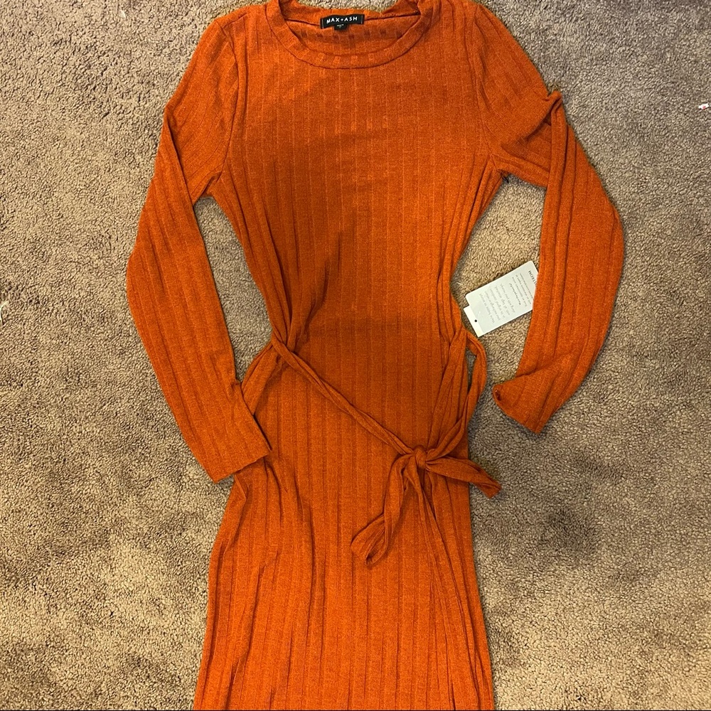 Max + Ash Burnt Orange Sweater Dress NWT